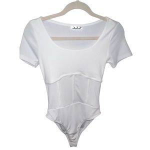 329. White Corset Style Bodysuit NWT
